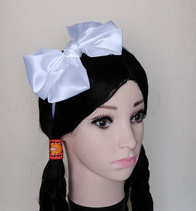 Обруч із білим бантом/Білий бант на обручі, фото 3