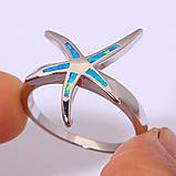 Оригинальное кольцо звезда с огненным опалом в серебре. Кольцо огненный опал 16-16,3 размер, фото 3