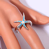 Оригинальное кольцо звезда с огненным опалом в серебре. Кольцо огненный опал 16-16,3 размер, фото 8