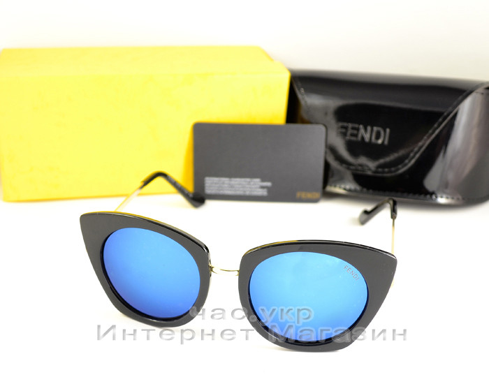 Жіночі сонцезахисні окуляри Fendi дзеркальні сині модель 2023 року молодіжні