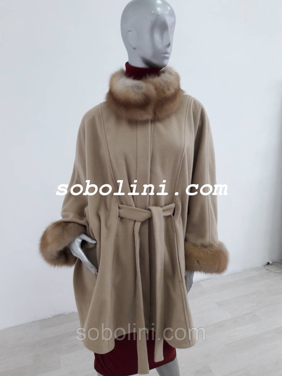 Пончо з хутром реальне фото, фото 1