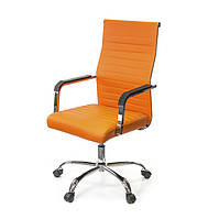Стильное эргономичное кресло с поддержкой поясницы КАП FX CH TILT оранжевая экокожа