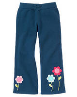 1, Синие теплые Флисовые брюки с вышитыми цветами внизу Джимбори Gymboree Размер 4Т Рост 99-107 см
