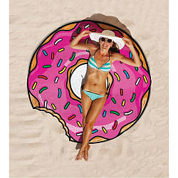 Пляжний килимок пончик рожевий