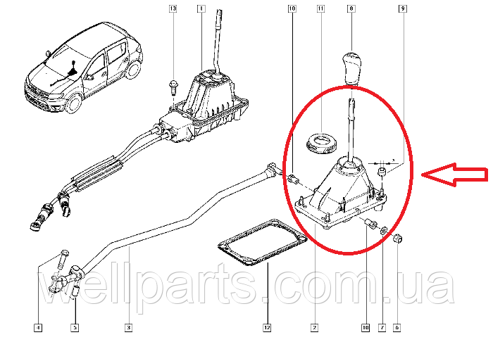 Кулиса КПП на Рено Логан 1, Логан 1 МСВ, Сандеро 1, Сандеро Степвей 1 ...