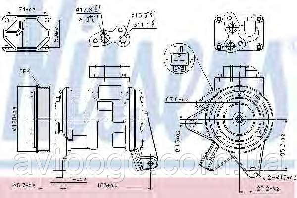 Компресор кондиціонера на CHRYSLER, 89087, NISSENS