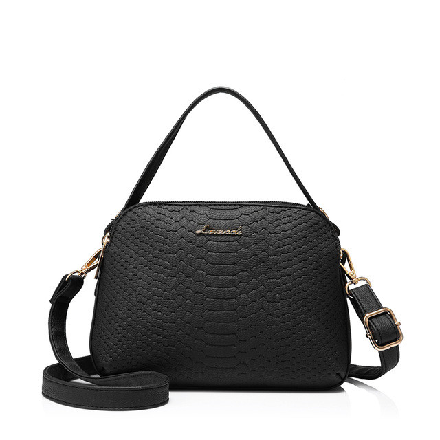 Сумка жіноча з тисненням під крокодила Lovevook (чорна), фото 1