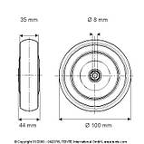 Колеса з термопластичної гуми PJP 100x35-8,3 BLUE SUPRATECH, Ø 100 мм, фото 2