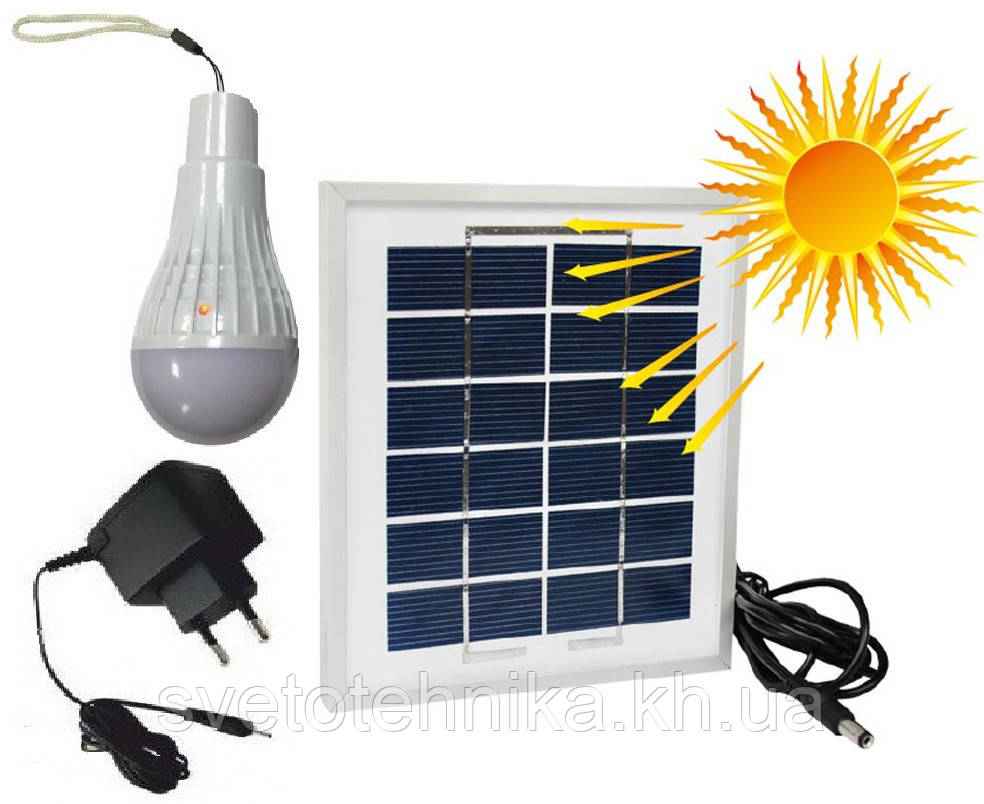Лампа світлодіодна акумуляторна від сонячної батареї і від мережі RIGHT HAUSEN LED