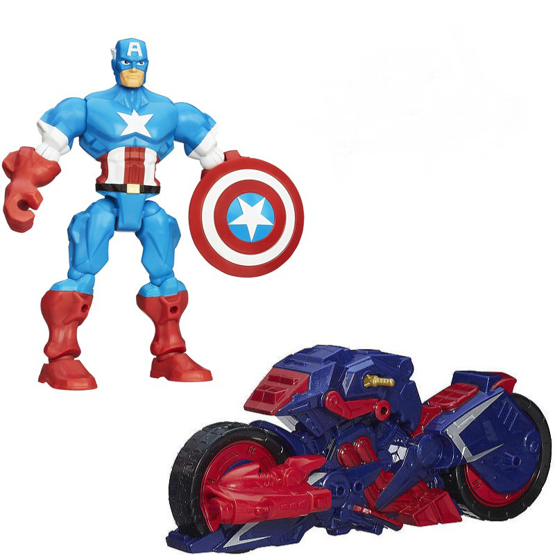 Розбірна фігурка Капітан Америка з мотоциклом - Captain America, Marvel, Mashers, Hasbro