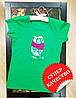 Жіноча футболка з вишивкою "Сова"зелена