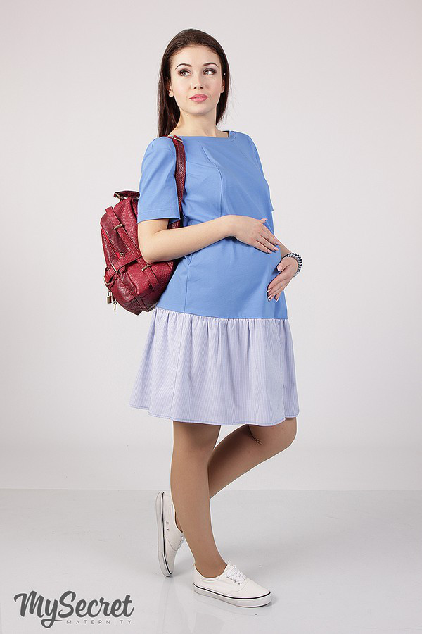 Літня сукня-футболка для вагітних і годування MISSI DR-28.061 блакитна розмір 46