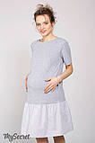 Сукня-футболка з попліну для вагітних і годування MISSI DR-28.062, сірий меланж 48 розмір, фото 3