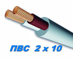 Мідний силовий дріт кабель ПВС 2х 10 повноцінний переріз.