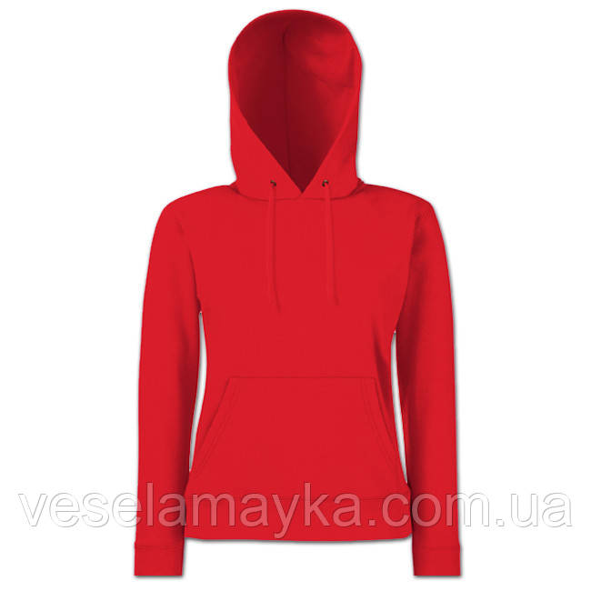 Толстовка жіноча з капюшоном однотонна. Червона, фото 1