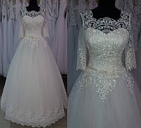 Свадебное платье с рукавчиком до локтя и кружевом "Лилия-18-02"