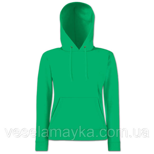 Толстовка жіноча з капюшоном однотонна. Зелена, фото 1
