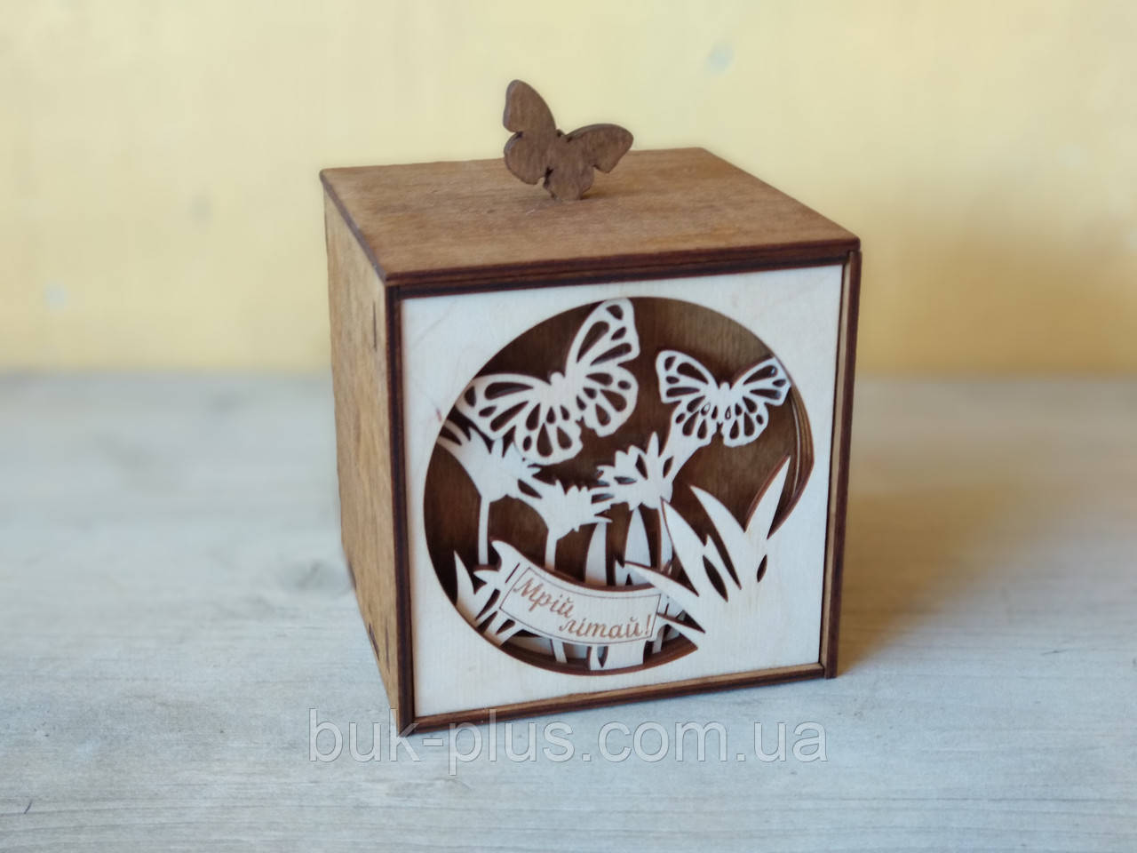 Подарочная коробка "Мрій, літай" бабочки 10х10 см.
