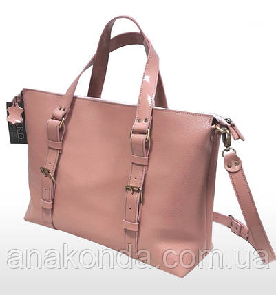 34-XL Натуральна шкіра, Сумка чоловіча/унісекс/для ноутбука/дорожня, розмір XL, рожевий глянець, фото 1