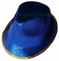 Шляпа "Диско" с пайетками (синяя, взрослая)