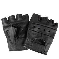 Рукавички чоловічі короткі обрізні шкіряні Lederhandschuhe, ohne Finger, "Deluxe" чорні MFH Німеччина