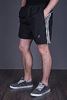 Чоловічі шорти великого розміру (плащівка), чорного кольору з білими полосами.