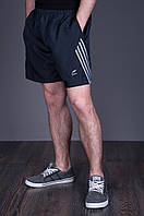 Чоловічі шорти великого розміру (плащівка), синього кольору з сірими лампасами.