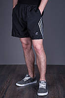 Чоловічі шорти великого розміру (плащівка), чорного кольору з сірими лампасами.