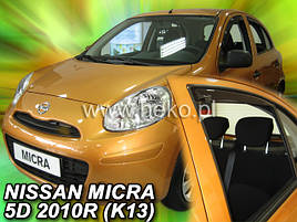 Дефлектори вікон (вітровики) NISSAN MICRA - K13 2010-2017r (HEKO)