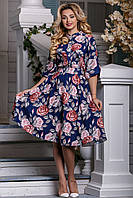 Платье в романтичном стиле с цветочным принтом и юбкой солнце 44-50 размера