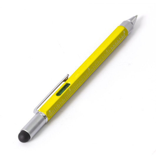 Ручка кулькова металева MULTI TOOL 5 in1 (стилус, рівень, викрутки, лінійка) лазерне гравіювання