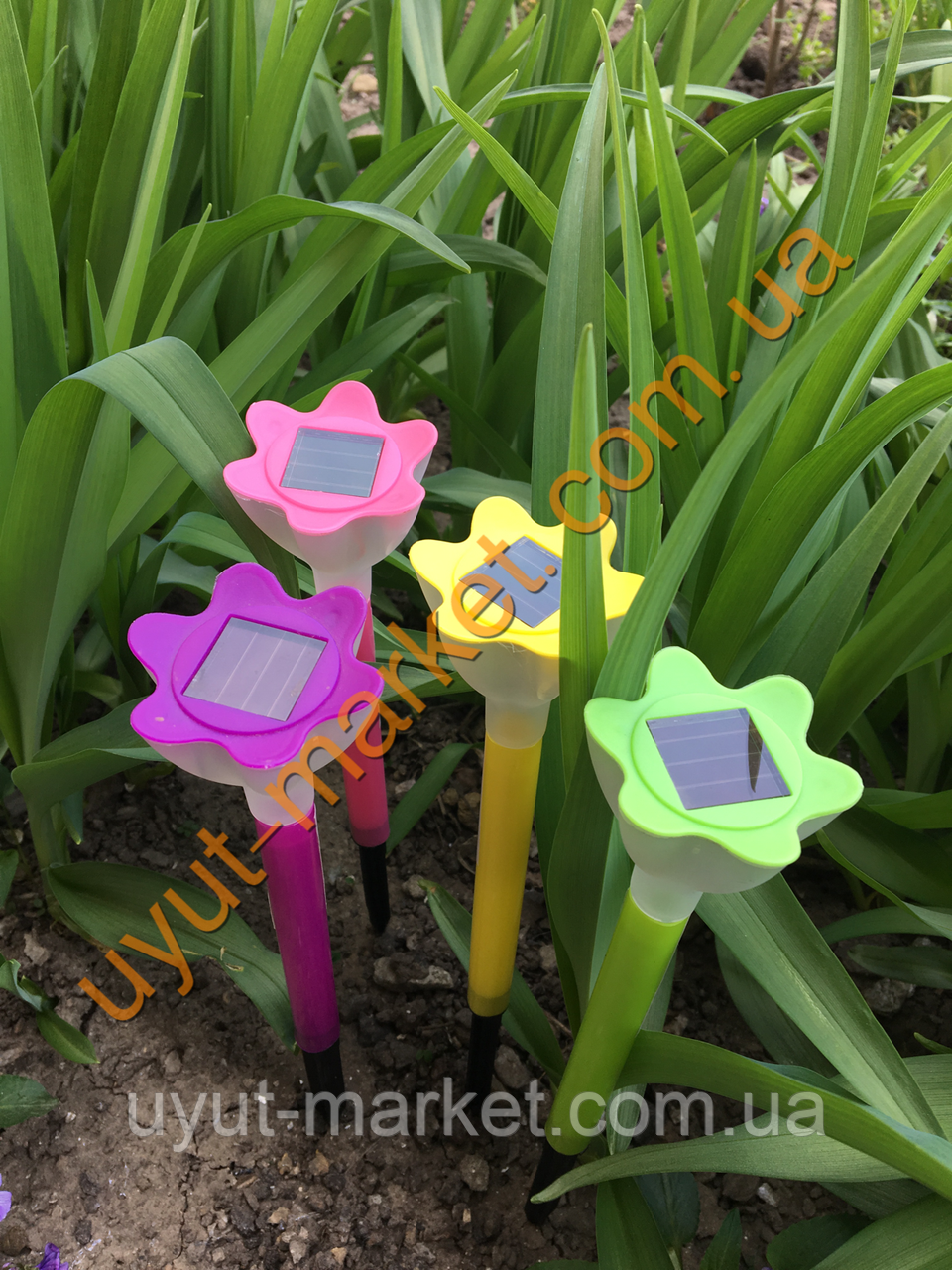 Газонний світильник 5шт/уп. "Квітка" на сонячній батареї, фото 1