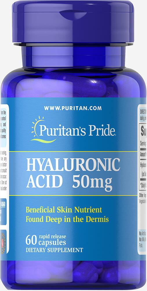 Гіалуронова кислота, Hyaluronic Acid 50 mg, Puritan's Pride, 60 капсул