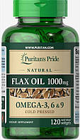 Олія лляна натуральне, Natural Flax Oil 1000 mg, Puritan's Pride, 120 капсул