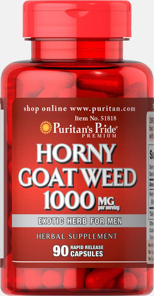 Горянка Epimedium, Horny Goat Weed 1000 mg, Puritan's Pride, 90 капсул