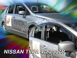 Дефлектори вікон (вітровики) Nissan Tiida 2006 -2011 4D (вставні, кт - 4шт) Sedan (Heko)