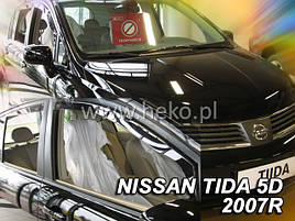 Дефлектори вікон (вітровики) Nissan Tiida 2006 -2011 5D (вставні, кт - 4шт) HB (Heko)