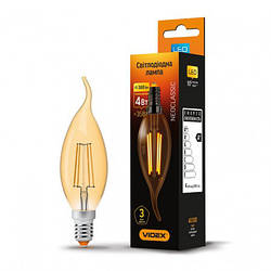 LED лампа VIDEX C37FtA 4W E14 2200K 220V бронза