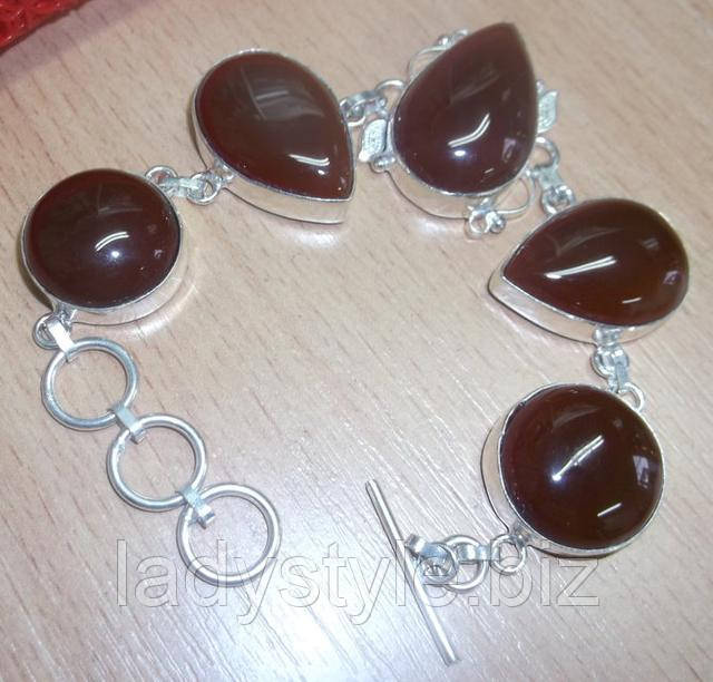 Изящный серебряный браслет с медовым сердоликом LadyStyle.Biz