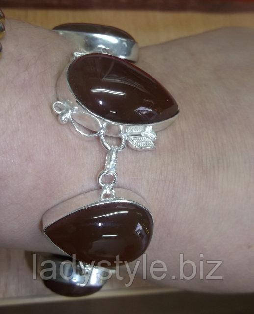 Изящный серебряный браслет с медовым сердоликом LadyStyle.Biz