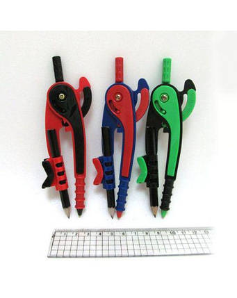 Циркуль пластиковий з простим олівцем, шкала, фото 1