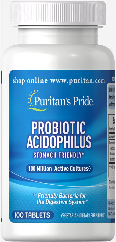 Пробіотик Ацидофілус, Probiotic Acidophilus, Puritan's Pride, 100 таблеток