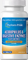 Ацидофілус і травні ферменти, Acidophilus & Digestive Enzymes, Puritan's Pride, 60 таблеток