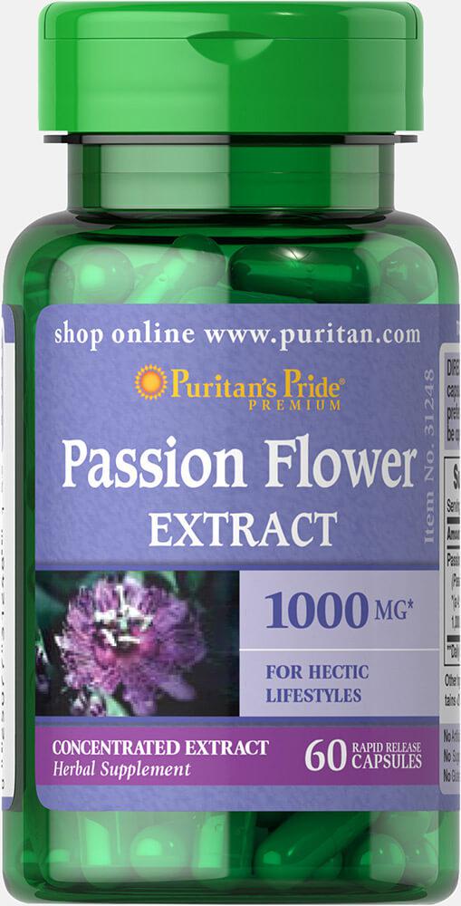 Пасифлора, Passion Flower 1000 mg, Puritan's Pride, 60 капсул