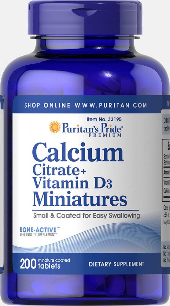 Кальцій Цитрат + Вітамін Д3, Calcium Citrate + Vitamin D3 Miniatures, Puritan's Pride, 200 пігулок