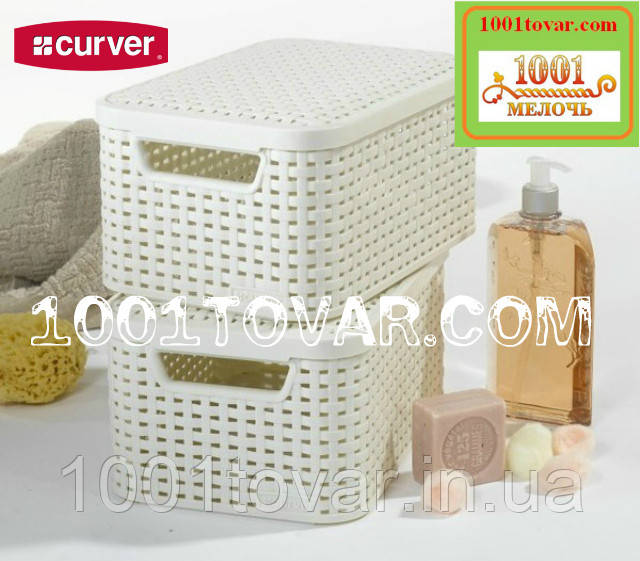 Кошик з кришкою Curver Rattan "Style" S кремова, фото 1