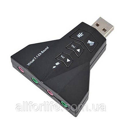 З ДЕФЕКТОМ Звукова юсб карта адаптер Virtual 7.1 Channel USB 3D Sound Card дельта, фото 2