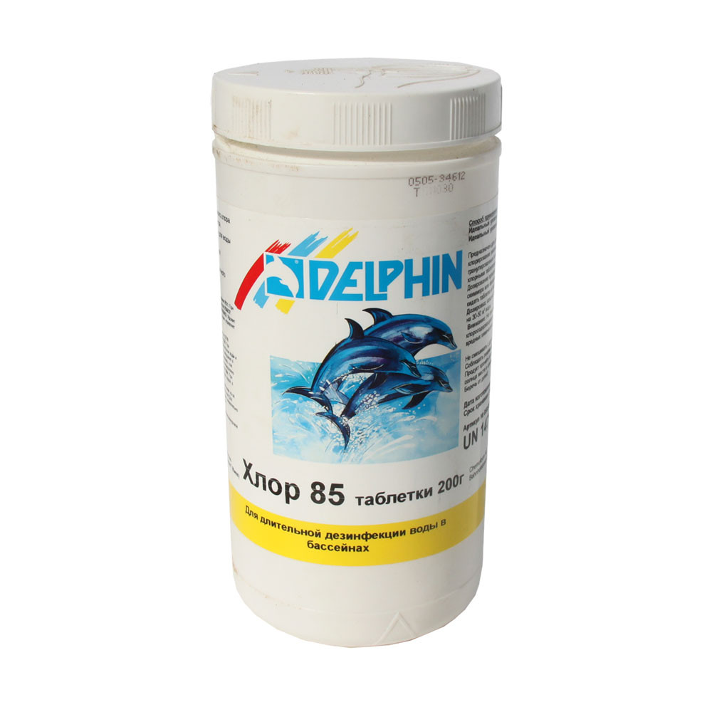 Повільнорозчинний Хлор 85 для басейну Delphin (табл 200 гр) 1 кг