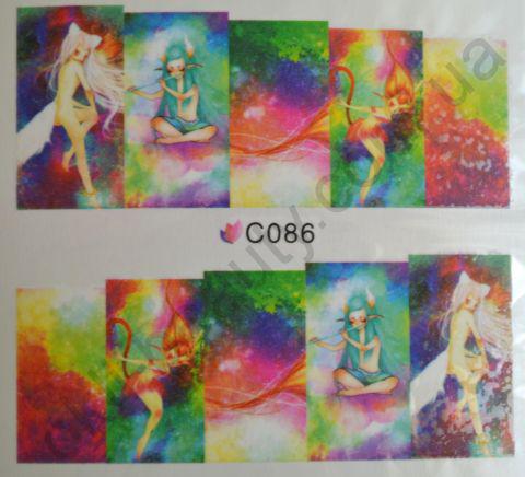 Водна наклейка для дизайну нігтів С086, фото 1