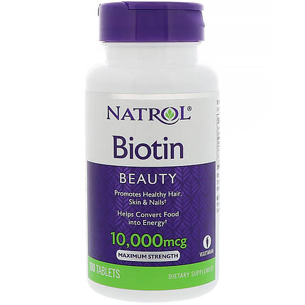 Natrol Biotin 10,000 mcg 100 tabs, фото 1